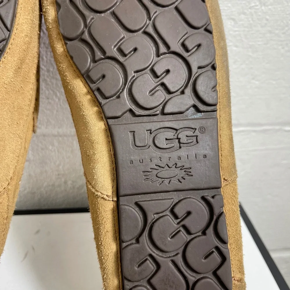 UGG Australia Ascot Brown Suede Shearling Moccasin‎ Slippers Men's 11 US/10 UK